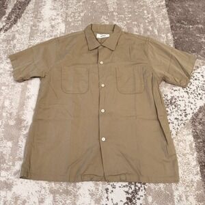 Buck Mason Shirt Men's M Olive Green Draped Twill Two Pocket Short Sleeve Button